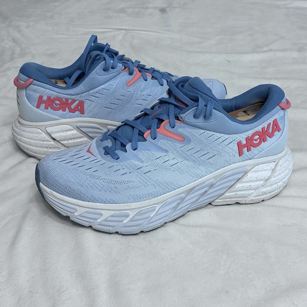 HOKA ONE Gaviota 4 Womens 11 D Wide Running Shoes Blue Fog Plein Air 1123199
